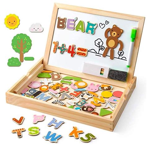 Coogam Wooden Magnetic Letters Numbers Animals With Easel