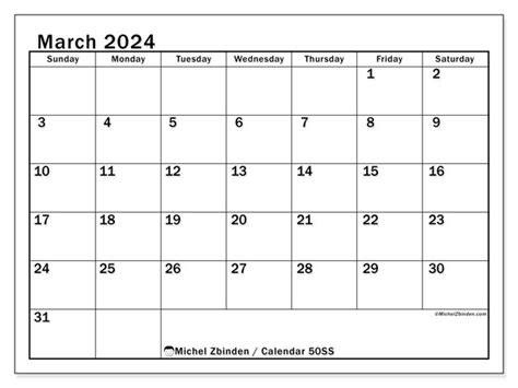 Calendar March 2024 50 Michel Zbinden En