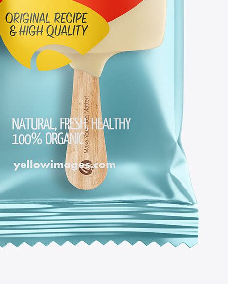 Download Ice Cream Bar Mockup in Flow-Pack Mockups on Yellow Images Object Mockups
