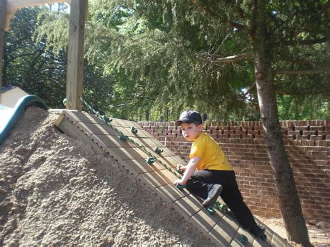 Looping the stair, climbing wall and the slide, apart from being fun. Rock wall & rope leading up to hill slide -- this might ...