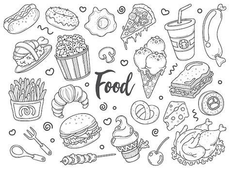 Premium Vector Hand Drawn Set Of Food Doodles In Vector