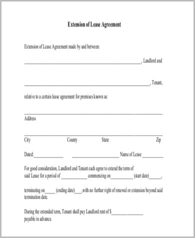 lease renewal form samples  word