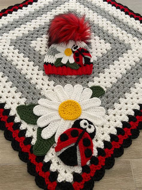 Crochet Baby Blanket Baby Blanket Handmade Baby Blanket Ladybug