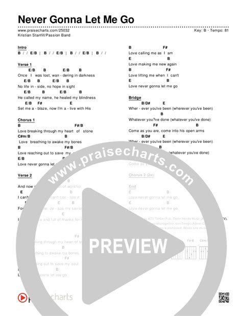 Never Gonna Let Me Go Chords Pdf Kristian Stanfill Passion