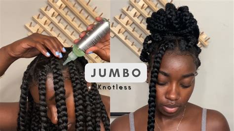 doing my own jumbo knotless box braids tutorial youtube