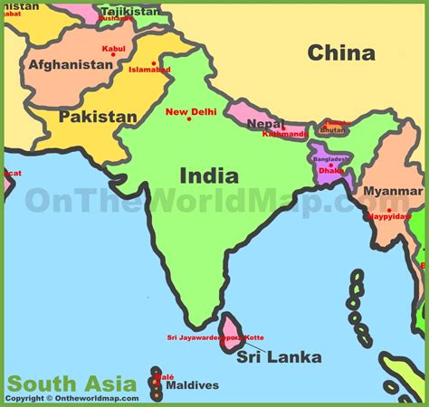 Map Of South Asia Southern Asia Ontheworldmap Com