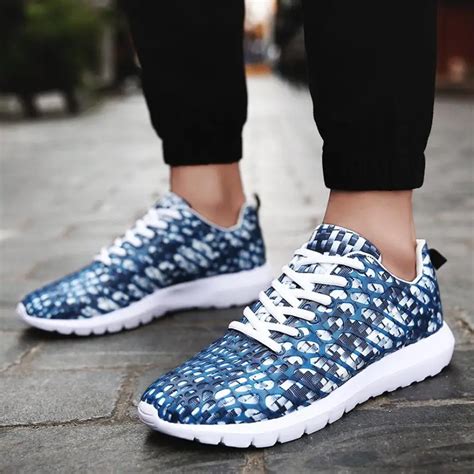 Unisex Women Men Sneakers Sports Running Breathable Lace Up Shoes Mesh Running Shoes Blue 0803