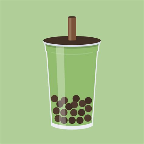 Matcha Bubble Tea Pearl Milk Tea Vector Illustration 647515 Vector Art