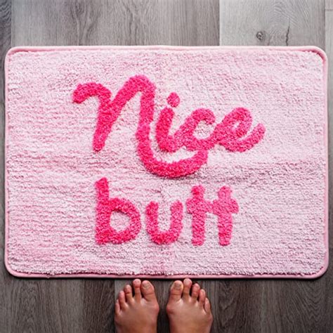 Nice Butt Bath Mat Pink Bum Funny Cute Bathroom Rugs Peach Blush Rug Shower Funny Bathroom Decor