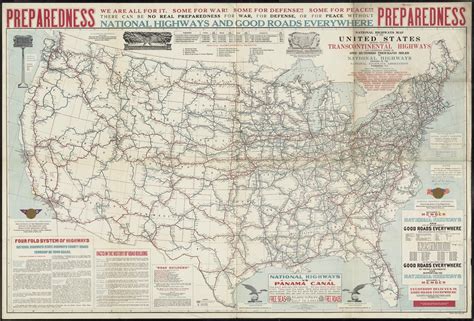 National Highways Map Of The United States Showing Principal