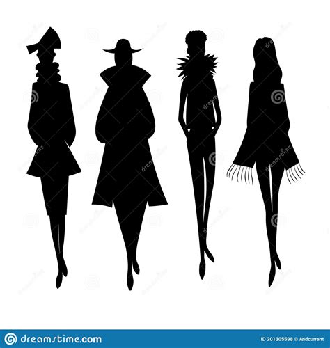 Fashion Women Show Black Fashion Model Silhouette Stock Vector