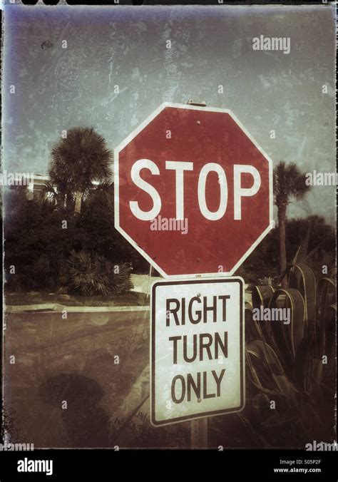 Stop Right Turn Only Road Sign Stock Photo Alamy