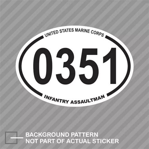 United States Marine Corps Mos 0351 Infantry Assaultman Oval Sticker