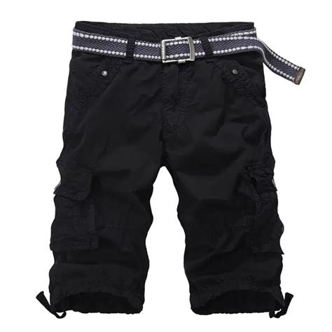 men military short summer zipper multi pocket cargo shorts cotton loose straight outwear