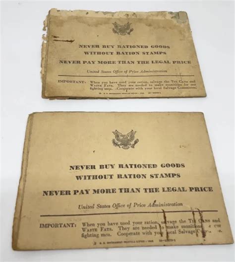 Vintage Ww2 War Ration Book Four Opa Form R 145 W Stamps Nicholson Mi
