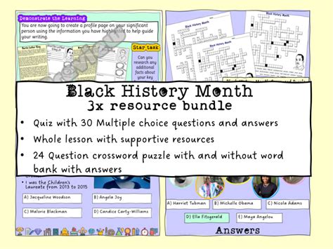 Black History Month Lesson Quiz And Activity Worksheet Bundle