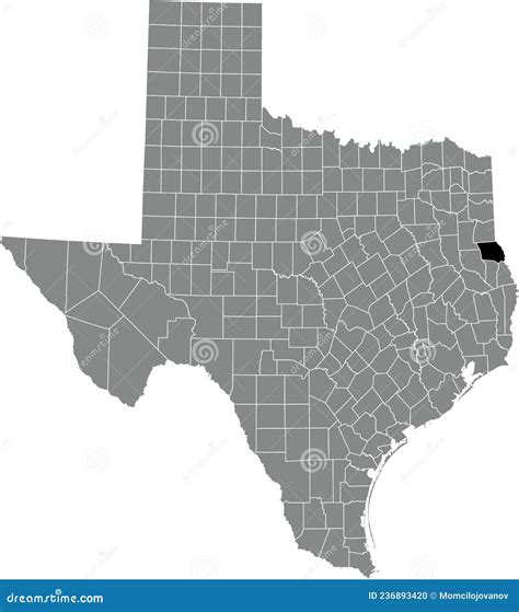 Location Map Of The Shelby County Of Texas Usa Stock Vector