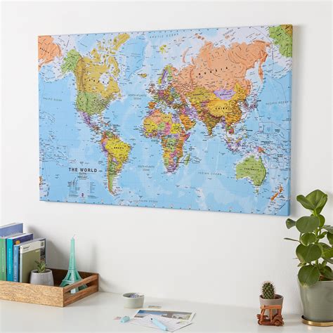 Large World Map Canvas Maps International Blog