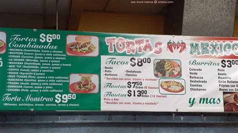 Menu At Tortas Mexico Restaurant El Paso Viscount Blvd