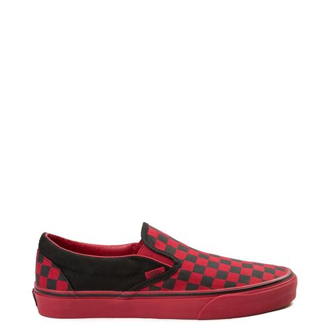 The moment you've all requested is here. Vans Slip On Checkerboard Skate Shoe - Black / Tango Red ...