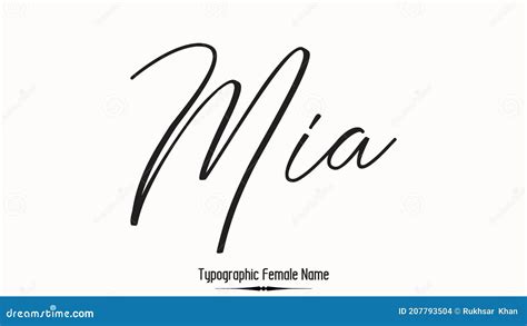Mia Woman S Name Typescript Handwritten Lettering Calligraphy Text