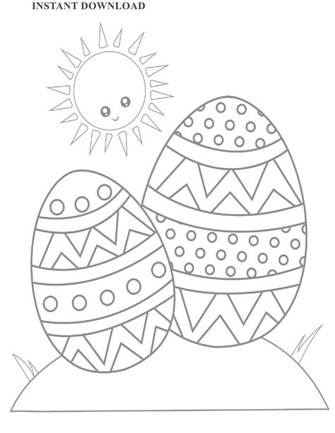 printable easter eggs coloring page instant  digital etsy