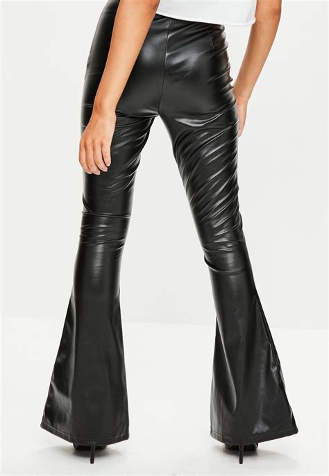 Missguided Black Lace Up Faux Leather Trousers Lyst