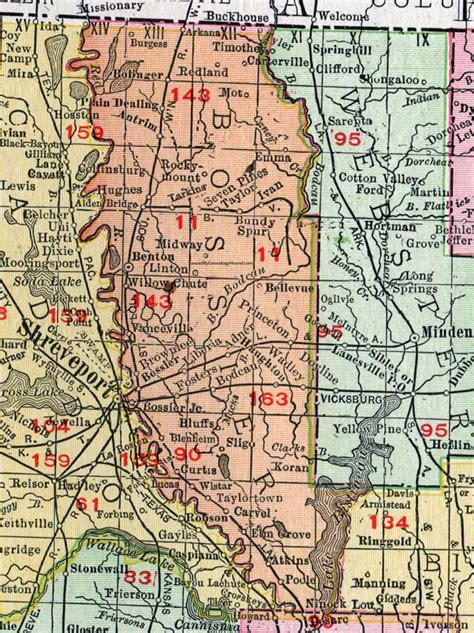 Bossier Parish Louisiana 1911 Map Rand Mcnally Bossier City