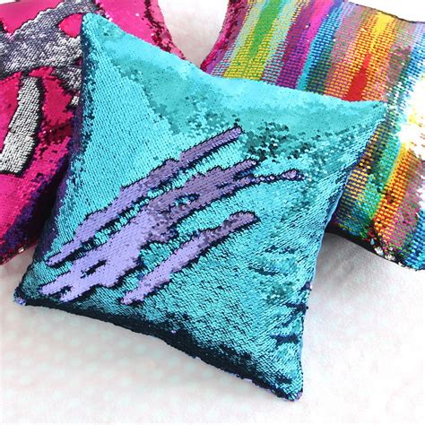 Basumee Sequin Pillow With Insert 16x16 In Magic Reversible Sequins