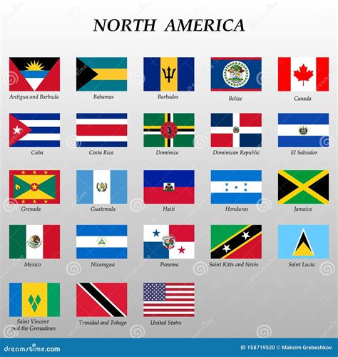 Set Of All Flags Of North America Stock Illustration Illustration Of