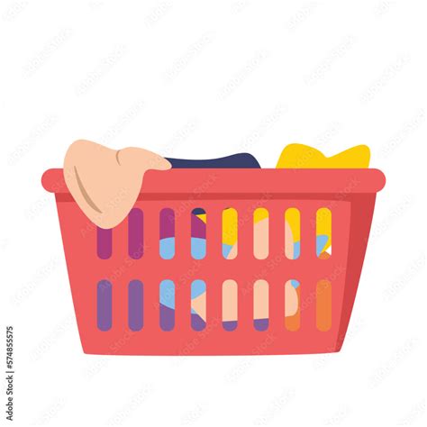 Laundry Basket With Dirty Clothes In Flat Style Vector Illustration