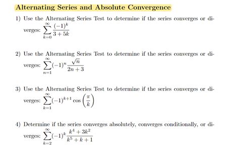 Solved Alternating Series And Absolute Convergence 1 Use