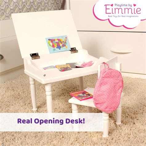 Playtime By Eimmie 18 Inch Doll School Desk Furniture Set Table Chair Accessories Buy