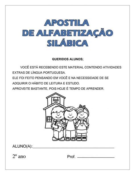 Apostila de alfabetização silábica para imprimir Folha 01 SÓ ESCOLA