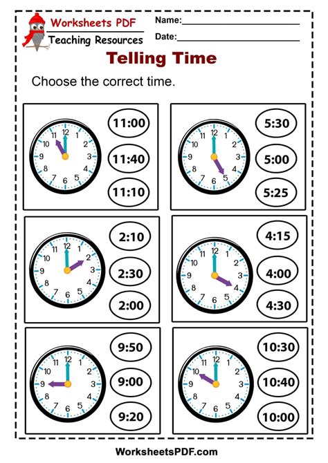 Preschool Telling Time Worksheets