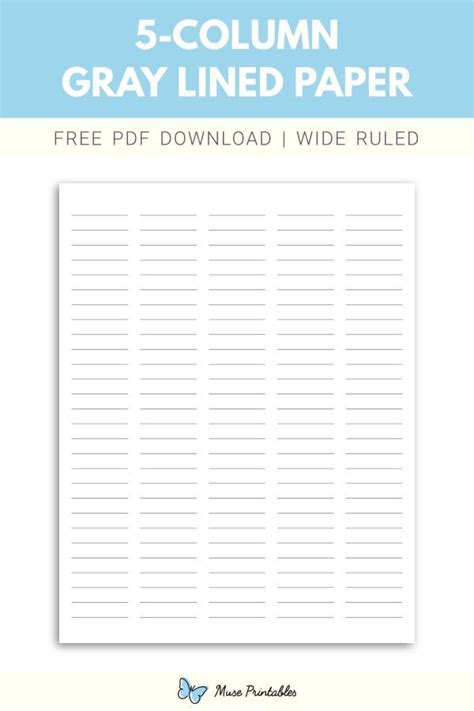 Free Printable 5 Column Gray Lined Paper Wide Ruled Paper Artofit