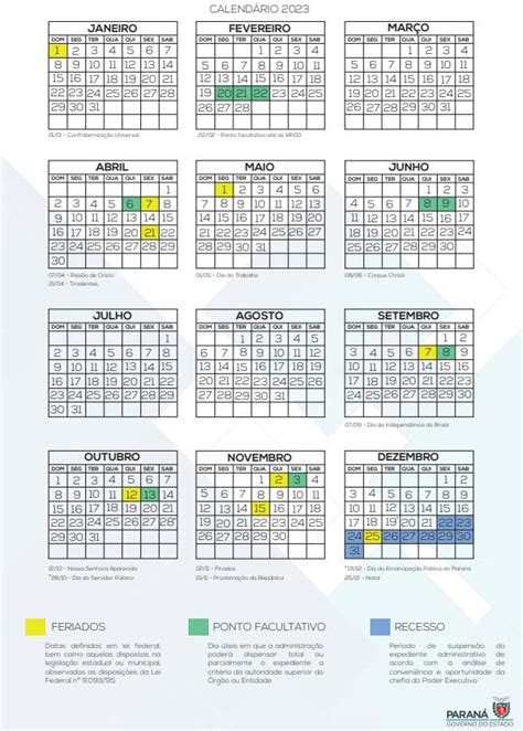 Calendário De Feriados E Pontos Facultativos De 2023 Jornal Paraná