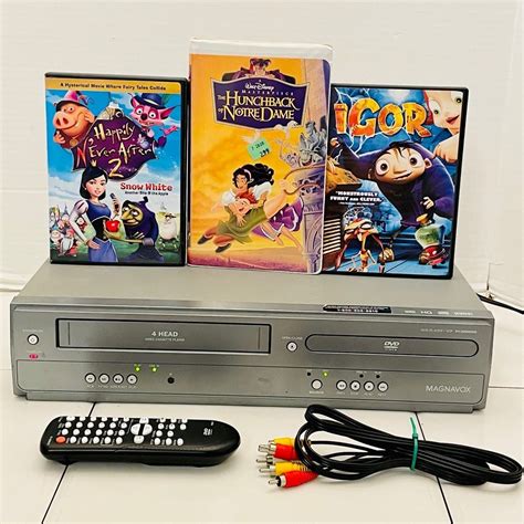 Magnavox DVD VCR Combo VHS Player Recorder w/ Remote & 3 Disney VHS