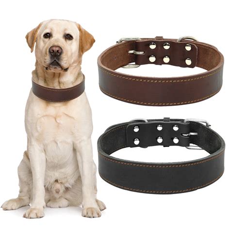 Heavy Duty Genuine Leather Dog Pet Collar Real Leather Dogs Collars For