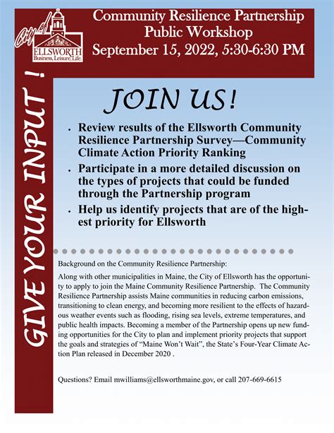 Community Resilience Partnership Public Workshop - City of Ellsworth, Maine