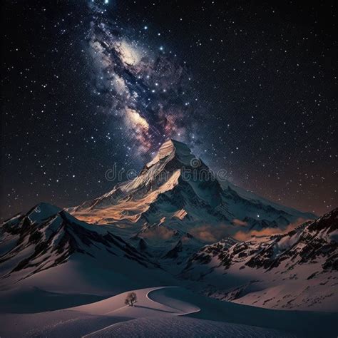 Fictional Representations Of Snowy Mountains In Starry Night