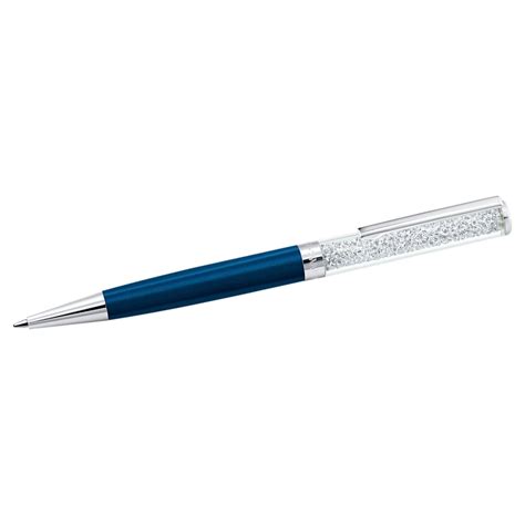 Crystalline Ballpoint Pen Blue Chrome Plated Swarovski