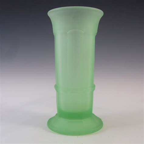 Davidson Vintage Art Deco Frosted Green Glass Vase 279 Green Glass Vase Vintage Art Deco