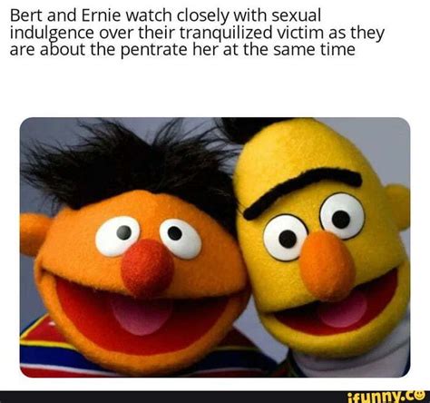 bert and ernie watch closely with sexual indulgence over their tranquilized victim as they are