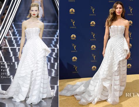 Jessica Biel In Ralph Russo Couture Emmy Awards Red Carpet Fashion Awards