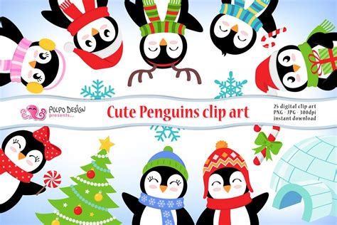 Cute Penguins Clipart 25 Digital Clip Art 49421