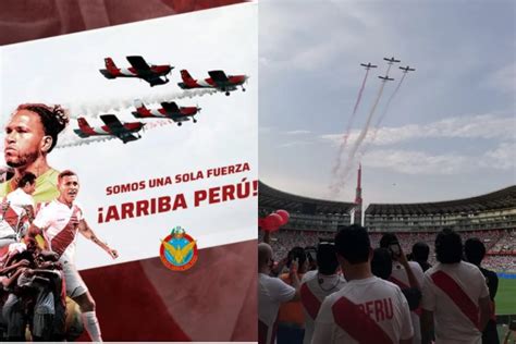 पेरू बनाम पैराग्वे पेरू वायु सेना ने नेशनल स्टेडियम के ऊपर उड़ान भरी और आकाश को लाल और सफेद रंग