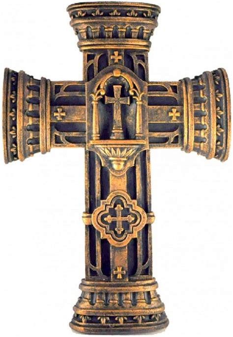 Antique Gold Cathedral Cross Sign Of The Cross Jesus On The Cross