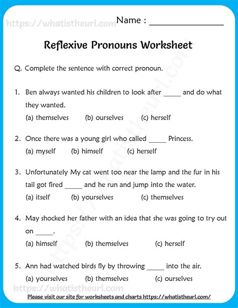 Grammar Worksheet Reflexive Pronouns Best Worksheet My Xxx Hot Girl