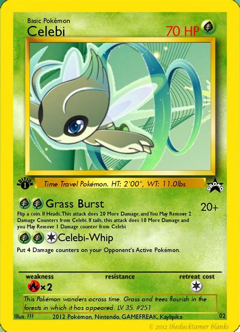 If another card with the same name is in play, you can't play this card. Celebi Promo by pikachupokemon123 on DeviantArt